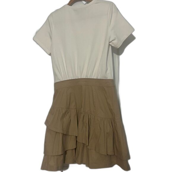 Veronica Beard Jeans Noha Flared Ruffle T-Shirt Mini Dress stretch cotton ruffle - Picture 4 of 11